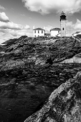 Beavertail Lighthouse in Rhode Is -BW
